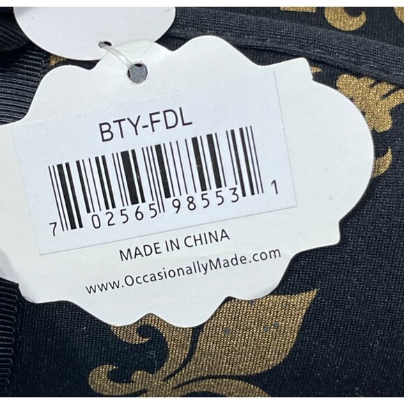 5 Placemats Fleur de Lis Chevron Black Gold NWT - Picture 5 of 8